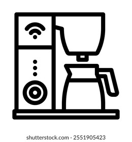 Smart coffee maker icon line style transparent