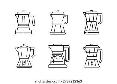 smart coffee maker icon line art vector illustration