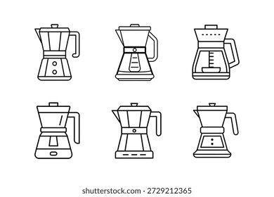 smart coffee maker icon line art vector illustration