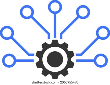Smart Cog vector icon. A flat illustration design of Smart Cog icon on a white background.