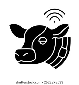 Smart collar black glyph icon. Vector isolated element. 