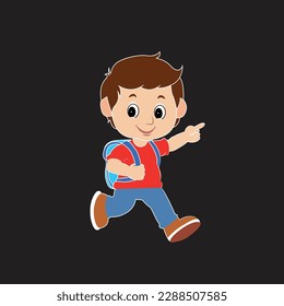 Smart and Colorful School going boy  Vector