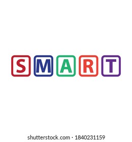 smart coloured text on white background