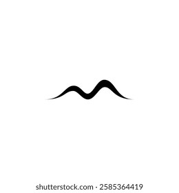 Smart combination symbol of wave with M letter, M mountain, beach. Abstract M adventure icon. Beauty outline symbol. Signs of outdoor business, travel, sport, adventure, park. Sketch mountain art.