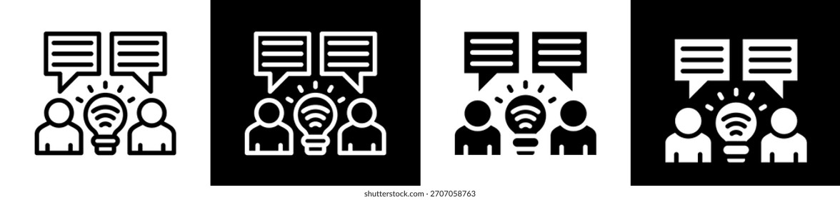 Conjunto de iconos de comunicación inteligente en Colección de estilo relleno en blanco y negro