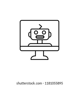 Smart computer concept line icon. Simple element illustration. Smart computer concept outline symbol design from artificial intelligence set on white background