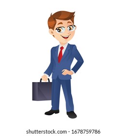 Smart and confident businessman holding a briefcase
