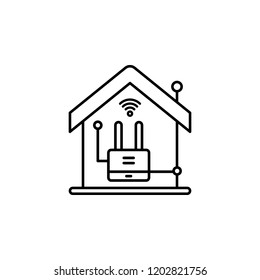 Smart  connected wi fi icon. Element of smart house icon for mobile concept and web apps. Thin line Smart  connected wi fi icon can be used for web and mobile