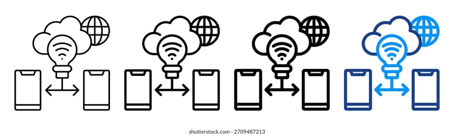 Conjunto de Colección de contorno diferente de icono de conectividad inteligente