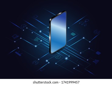 Smart connects to IOT system mobile Internet over smartphone.