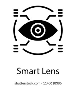 Smart contact lens display or iris recognition icon vector 