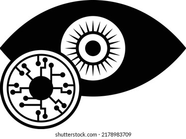 Smart contact lenses vector icon design, Wearable technology symbol, Personal Internet of Things Sign, tech togs stock illustration, Prescription Lens Scanner Concept