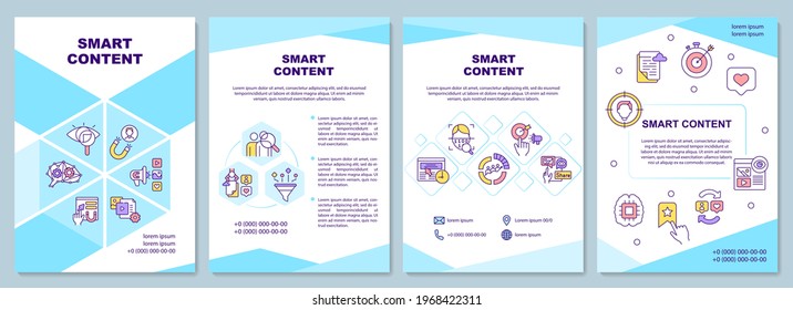 Smart content brochure template. Search marketing. Flyer, booklet, leaflet print, cover design with linear icons. Vector layouts for presentation, annual reports, advertisement pages