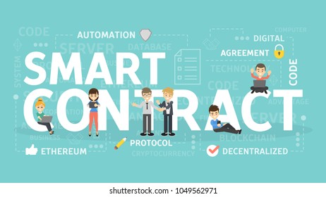 Smart contract concept illustration. Idea of online business.