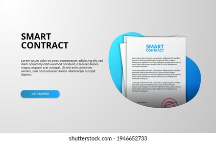 Smart contract file document for business legal certificate illustration template with white background