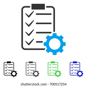 Smart Contract Gear flat vector pictogram. Colored smart contract gear, gray, black, blue, green pictogram versions. Flat icon style for graphic design.