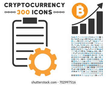 Smart Contract Gear icon with 300 blockchain, cryptocurrency, ethereum, smart contract graphic icons. Vector pictograph collection style is flat iconic symbols.