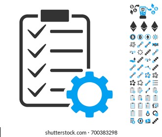 Smart Contract Gear icon with bonus smart contract clip art. Vector illustration style is flat iconic symbols,modern colors.