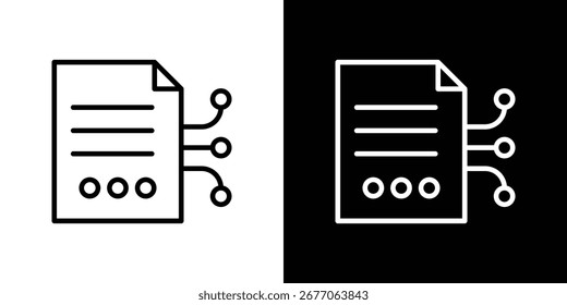 Icono de contrato inteligente Vector blanco y negro Gráfico