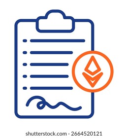 Ilustración vectorial de color de icono de contrato inteligente