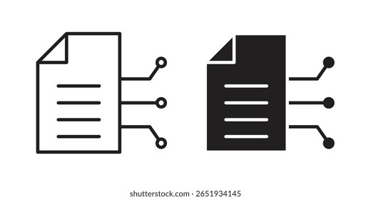 Smart contract icon. Flat and stroke versions. Graphic elements.