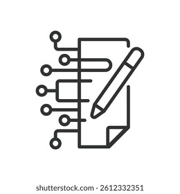 Smart contract, icon in line design. Smart contract, blockchain contracst, digital contracts, blockchain agreement on white background vector. Smart contract, editable stroke icon