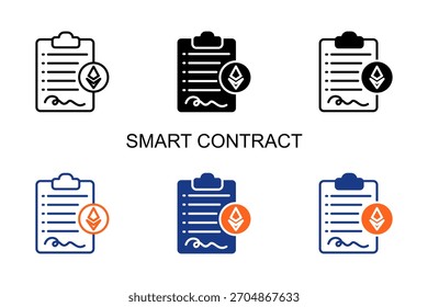 Icono de contrato inteligente Multi Style Ilustración vectorial
