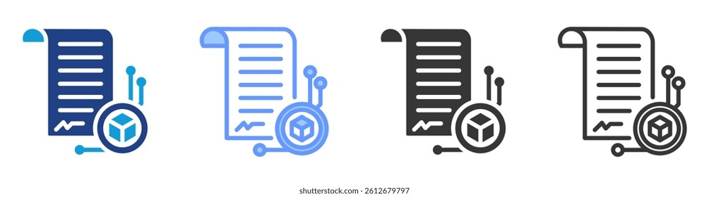 Smart contract icon set multiple style collection