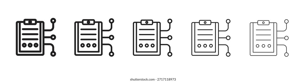 Smart contract icon symbol in thin line, Black outline and stroke style