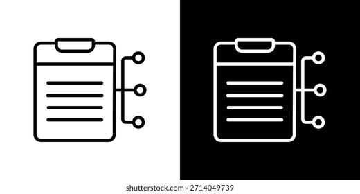 Icono de contrato inteligente en trazo delgado y estilo plano.