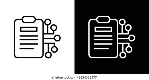Smart contract icons in line style. Editable black and white strokes
