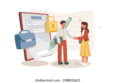 Smart Contract Illustration concept. Flat illustration isolated on white background.