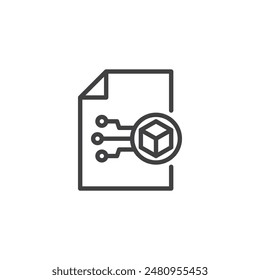 Smart Contract line icon. linear style sign for mobile concept and web design. Document with blockchain outline vector icon. Symbol, logo illustration. Vector graphics