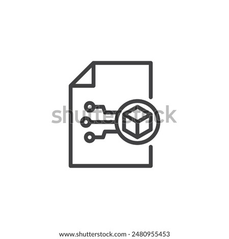 Smart Contract line icon. linear style sign for mobile concept and web design. Document with blockchain outline vector icon. Symbol, logo illustration. Vector graphics