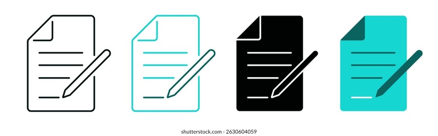Conjunto de ícones de linha de contrato inteligente. Conceito de negócio, tecnologia, criptomoeda ou escola. Logotipo colorido ou preto para aplicativo da Web, interface do usuário ou móvel. Símbolo moderno isolado no fundo branco. Traçado vetorial editável