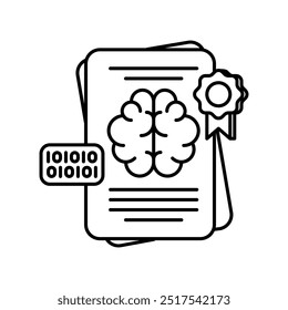 Ícone do Contorno do Contrato Inteligente, ilustração de Vetor