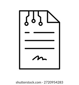 Ilustración vectorial de iconos de contorno de contrato inteligente