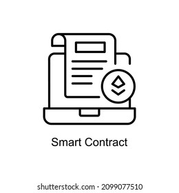 Smart Contract vector outline icon for web isolated on white background EPS 10 file