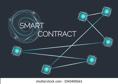 Smart contracts. Ethereum block chain technology, Vector illustration.