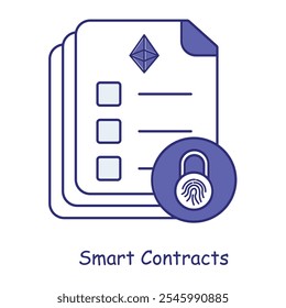 Ícone de Contratos Inteligentes - Documento com Símbolo de Bloqueio que Indica Contratos Digitais Automatizados.
