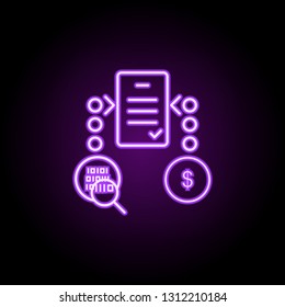 smart contracts icon. Elements of Bitcoin Blockchain in neon style icons. Simple icon for websites, web design, mobile app, info graphics