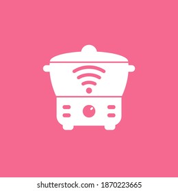 smart cooker icon, steamer, crock-pot vector