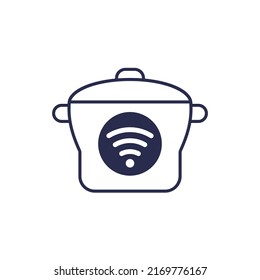 smart cooker or steamer icon on white