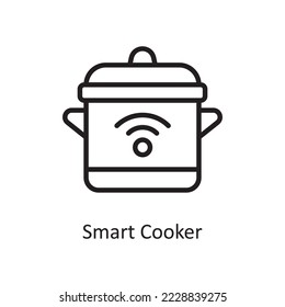 Smart Cooker Vector Outline Icon Design illustration. Housekeeping Symbol on White background EPS 10 File
