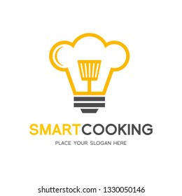 Smart cooking vector logo template. This logo use hat chef symbol. Suitable for recipe and tutorial.