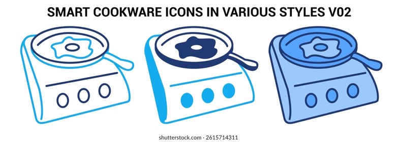 Smart Cookware icon represented by Automatic Cookware Blue, Dualline, Dualtone style.