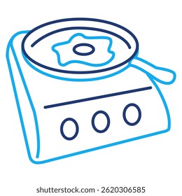 Icono de utensilios de cocina inteligentes representado por el estilo de línea dual de utensilios de cocina automáticos.