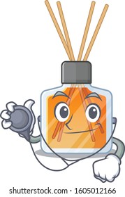 Smart and cool air freshener sticks cartoon character in a Doctor with tools
