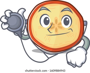 Smart and cool apple chips cartoon character in a Doctor with tools