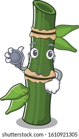 Smart and cool bamboo cartoon character in a Doctor with tools